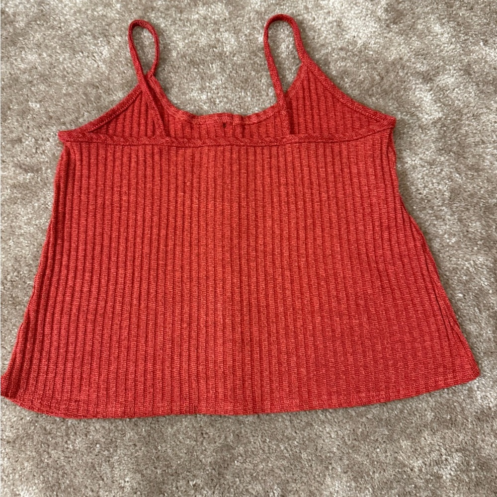 Source Unknown Red Ribbed Button Tank Top - Picture 4 of 5